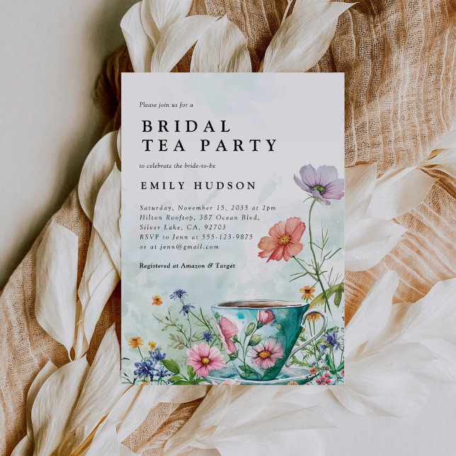 Blommigt Tea Party Inbjudningskort för möhippan (Skapare uppladdad)