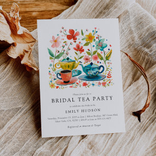 Blommigt Tea Party Inbjudningskort för möhippan