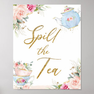 Blommigt Tea Party spiller Tea-Möhippan Poster