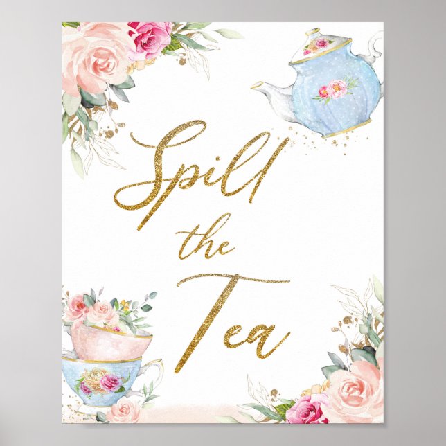  Blommigt Tea Party spiller Tea-Möhippan Poster (Framsidan)
