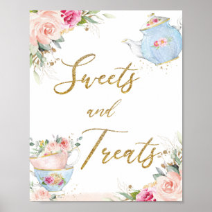  Blommigt Tea Party Sweets & Treats Möhippa Baby Poster
