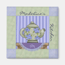Blommigt Tea Pot Quilt Block Magnet