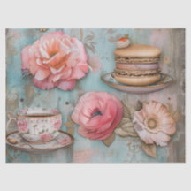 Blommigt Tea Time Pastel Flowers Decoupage