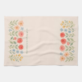 Blommigt Tea Towel med anpassningsbar citat Kökshandduk