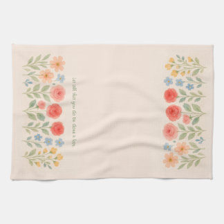 Blommigt Tea Towel med anpassningsbar citat Kökshandduk