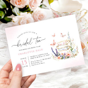 Blommigt Tea Watercolor Inbjudningskort för möhipp
