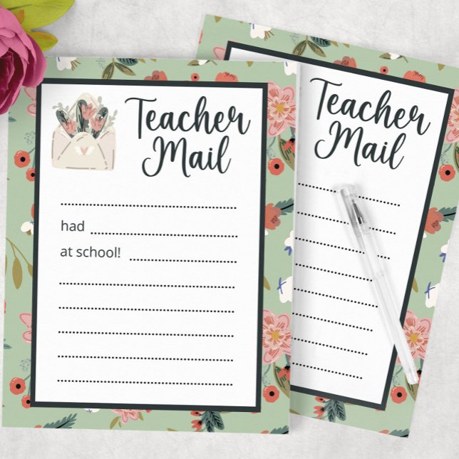 Blommigt Teacher Mail Anteckningsblock (Skapare uppladdad)