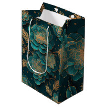 Blommigt Teal & Bronze Gift Bag