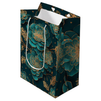 Blommigt Teal & Bronze Gift Bag
