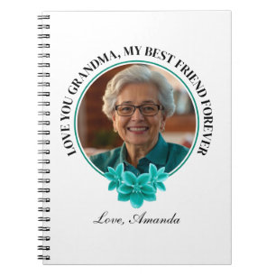 Blommigt Teal Ram Grandkid till Grandma Photo Anteckningsbok