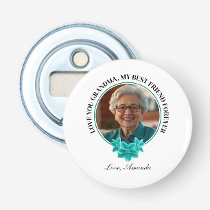 Blommigt Teal Ram Grandkid till Grandma Photo Flasköppnare