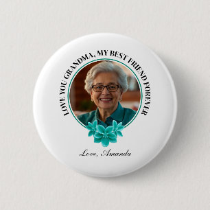 Blommigt Teal Ram Grandkid till Grandma Photo Knapp