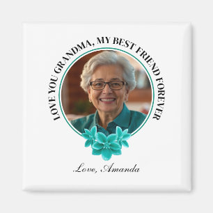 Blommigt Teal Ram Grandkid till Grandma Photo Magnet