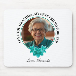 Blommigt Teal Ram Grandkid till Grandma Photo Musmatta