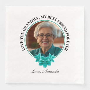 Blommigt Teal Ram Grandkid till Grandma Photo Pappersservett