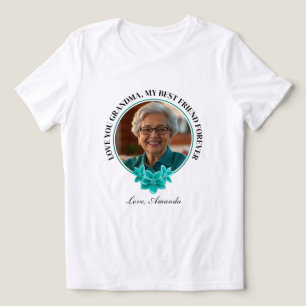 Blommigt Teal Ram Grandkid till Grandma Photo T Shirt