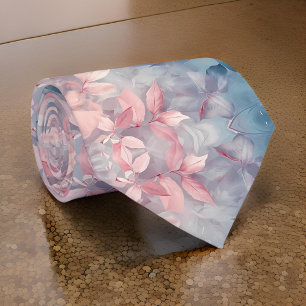 Blommigt Teal Rosa Grått Elegant Slips