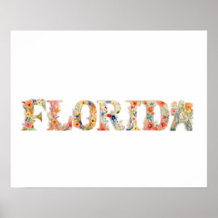 Blommigt Teckensnittstillståndskonst Skriv ut (FLO Poster
