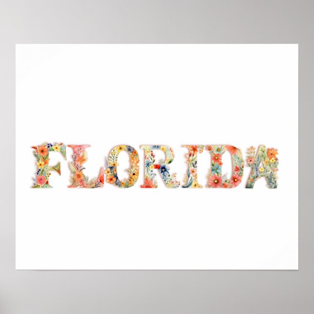 Blommigt Teckensnittstillståndskonst Skriv ut (FLO Poster (Framsidan)