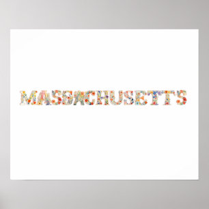 Blommigt Teckensnittstillståndsutskrift (Massachus Poster