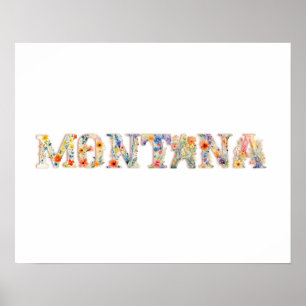 Blommigt Teckensnittstillståndsutskrift (Montana) Poster