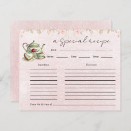 Blommigt Tekanna Möhippa Tea Party Recept Card