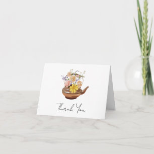 Blommigt Tekanna Möhippa Tea Party Tack Kort