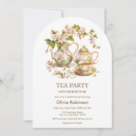 Blommigt Tekanna Tea Party Möhippa Inbjudningar