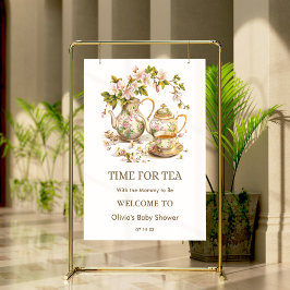 Blommigt Tekanna Time for Tea Baby Shower Welcome Poster