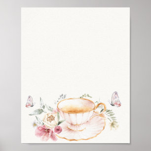 Blommigt Tekopp Möhippa Tea-tecken Poster