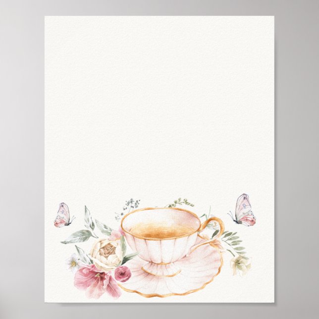 Blommigt Tekopp Möhippa Tea-tecken Poster (Framsidan)