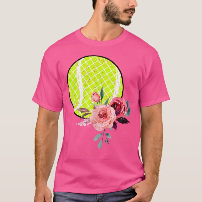 Blommigt Tennis n Girls and Women Flower Print T Shirt (Framsida)