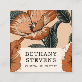 Blommigt Terra Cotta Grönt FurnMöbler Upholstoppni Fyrkantigt Visitkort