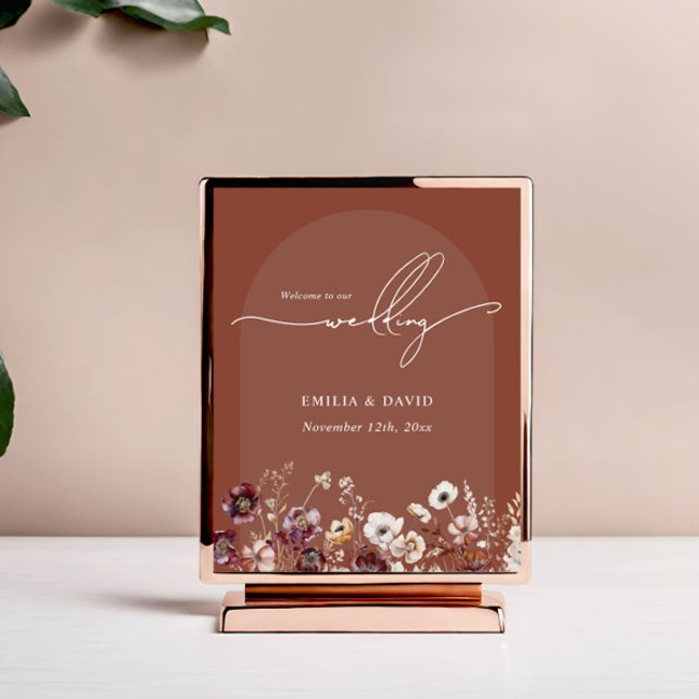 Blommigt Terracotta Arch Bröllop Välkommen Poster (Skapare uppladdad)