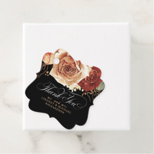Blommigt Terracotta Boho Black Bröllop Tack Gåvor Etiketter