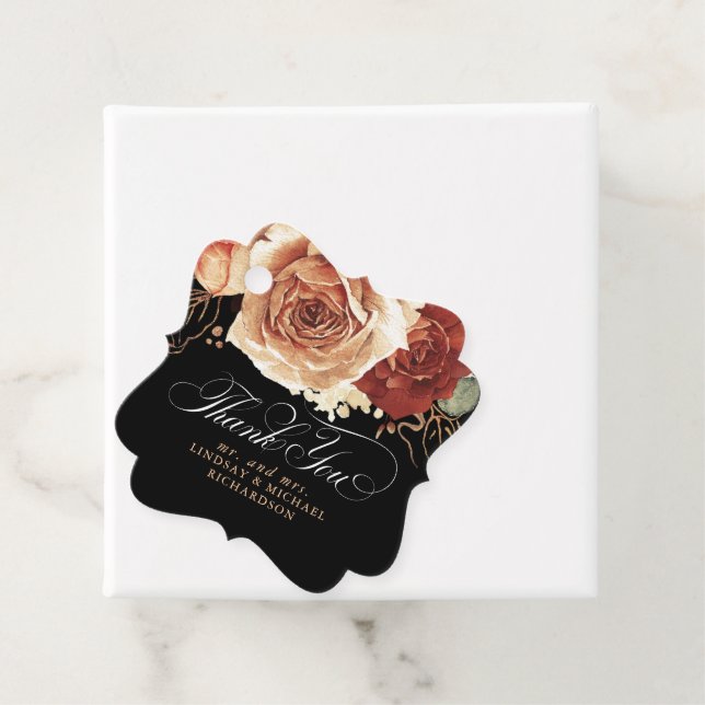 Blommigt Terracotta Boho Black Bröllop Tack Gåvor Etiketter (På plats)