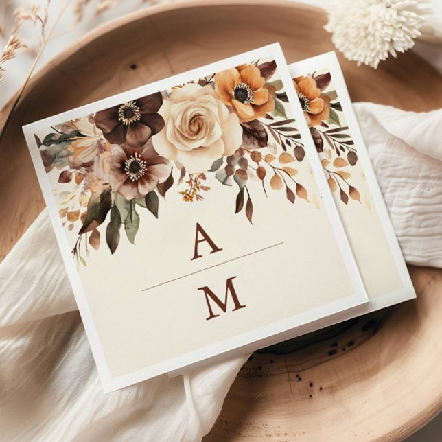 Blommigt Terracotta Bröllop Pappersservett (Skapare uppladdad)