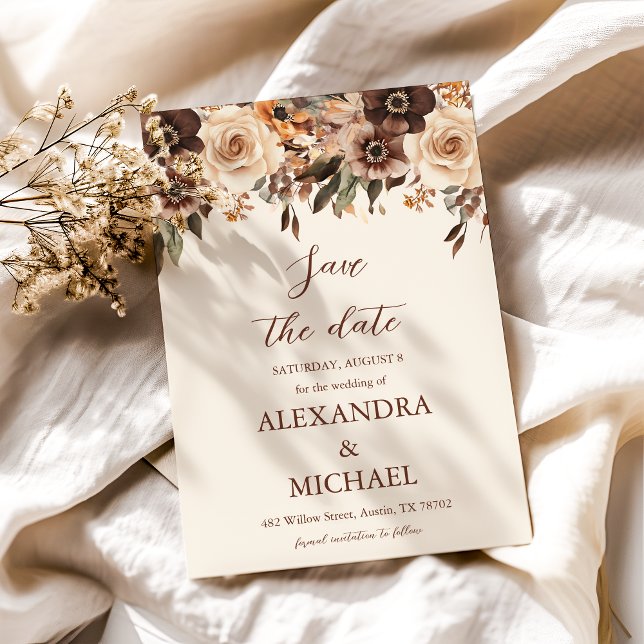 Blommigt Terracotta Bröllop Spara Datumet (Skapare uppladdad)