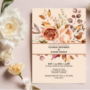 Blommigt Terracotta bröllopsinbjudan Inbjudningar