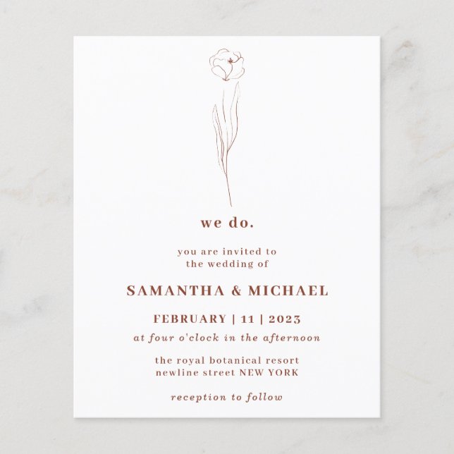 Blommigt Terracotta Indie Botanical Vi gör budgete Flygblad (Framsidan)