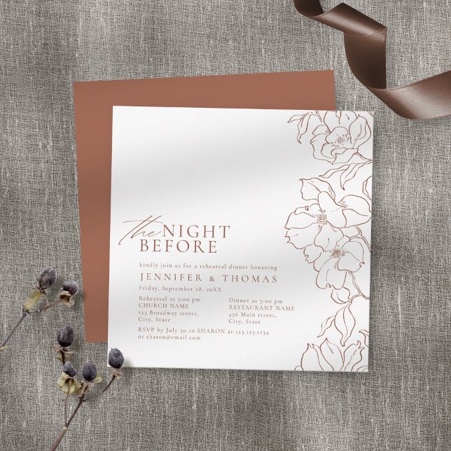 Blommigt Terracotta kvällen före repetering Inbjudningar (Skapare uppladdad)