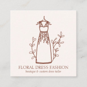 Blommigt Terracotta Mode Dress Seamstress Tailor Fyrkantigt Visitkort