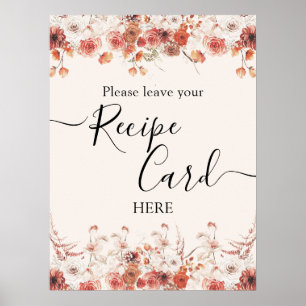 Blommigt Terracotta Möhippa Recept Card för höstmo Poster