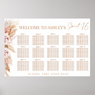 Blommigt Terracotte Sweet 16 Sittplatsdiagram Poster