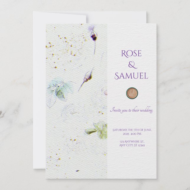 Blommigt Texturerad inbjudan till Pappra Elegant b (Framsida)