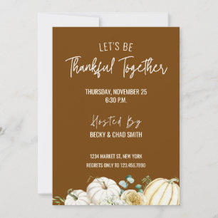 Blommigt Thanksgiving Brun inbjudan till middagsin