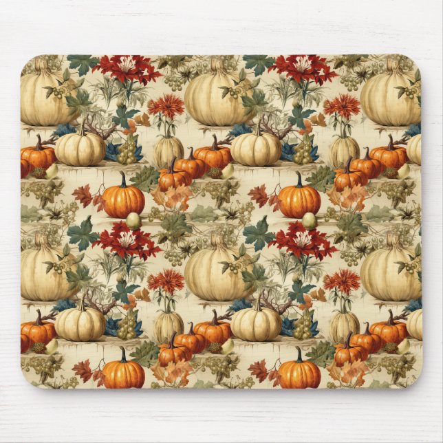 Blommigt Thanksgiving Vintage Mönster (10) Musmatta (Framsidan)