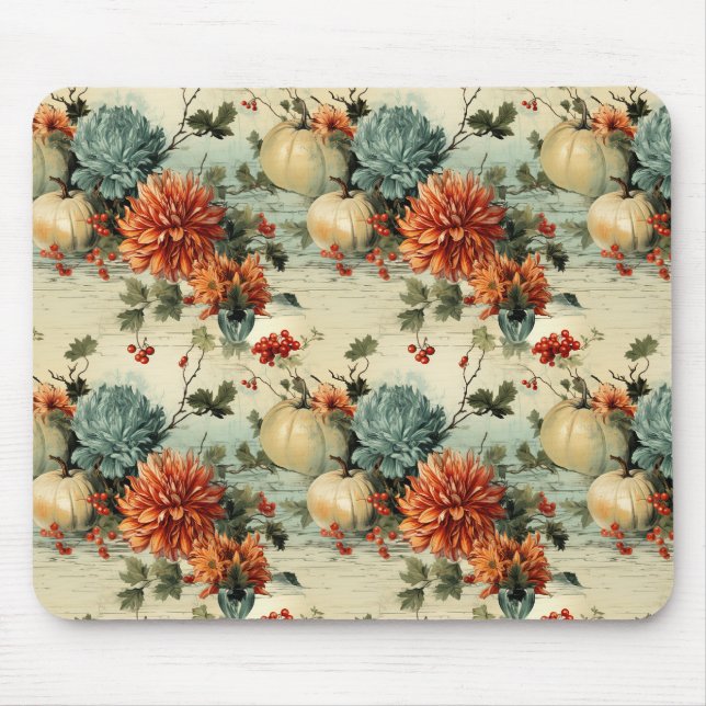 Blommigt Thanksgiving Vintage Mönster (1) Musmatta (Framsidan)