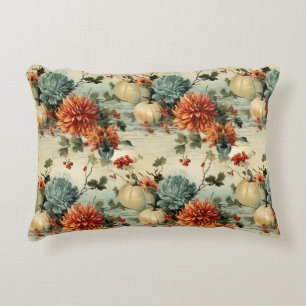 Blommigt Thanksgiving Vintage Mönster (1) Prydnadskudde