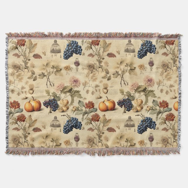 Blommigt Thanksgiving Vintage Mönster (4) Filt (Framsidan)